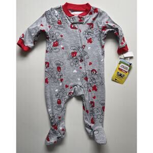 Disney Junior Minnie + Mickey 1 Piece Footed Zip Heart Sleeper 0-3 Months NWT